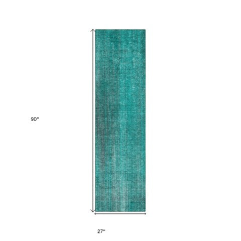Homeroots 5' Blue Striped Washable Non-skid Area Rug - Perfect For Indoor & Outdoor Spaces, Stain Resistant Style Teal Polyester 562633