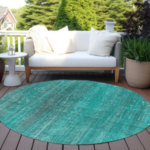 Homeroots 5' Blue Striped Washable Non-skid Area Rug - Perfect For Indoor & Outdoor Spaces, Stain Resistant Style 8' Round Polyester 562637