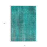 Homeroots 8' X 10' Teal Striped Washable Non Skid Indoor Outdoor Area Rug Teal Polyester 562638