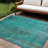 Homeroots 8' X 10' Teal Striped Washable Non Skid Indoor Outdoor Area Rug Teal Polyester 562638