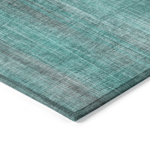 Homeroots 8' X 10' Teal Striped Washable Non Skid Indoor Outdoor Area Rug Teal Polyester 562638