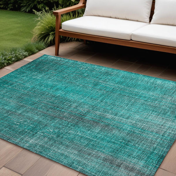Homeroots 5' Blue Striped Washable Non-skid Area Rug - Perfect For Indoor & Outdoor Spaces, Stain Resistant Style 9' X 12' Polyester 562639