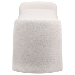 English Elm Joshua Ivory Velvet Upholstered Accent Bench with Ivory Bouclé Fabric, Curved Modern Silhouette, Foam Pad, Adjustable Legs B062P299847