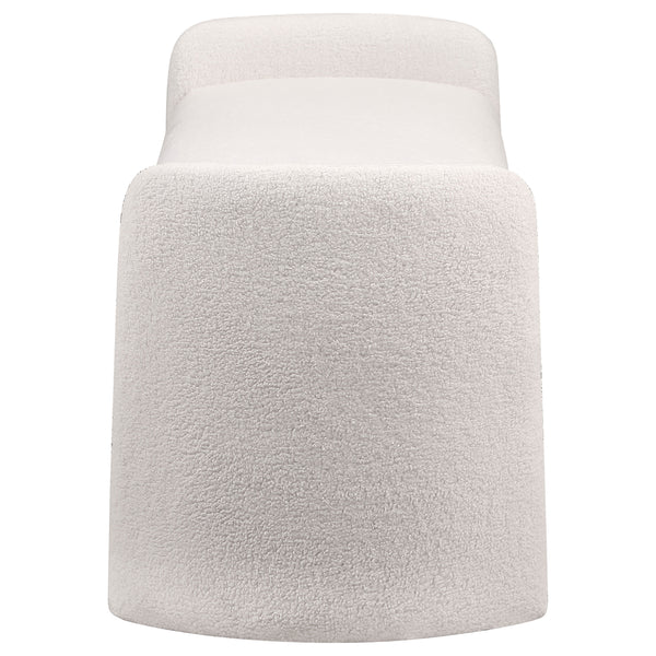 English Elm Joshua Ivory Velvet Upholstered Accent Bench with Ivory Bouclé Fabric, Curved Modern Silhouette, Foam Pad, Adjustable Legs B062P299847