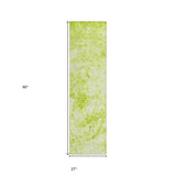 Homeroots 8' Runner Lime Green Abstract Washable Non Skid Indoor Outdoor Runner Rug Aloe Polyester 562642