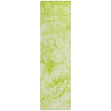 Homeroots 8' Runner Lime Green Abstract Washable Non Skid Indoor Outdoor Runner Rug Aloe Polyester 562642