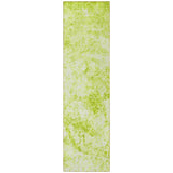 Homeroots 8' Runner Lime Green Abstract Washable Non Skid Indoor Outdoor Runner Rug Aloe Polyester 562642