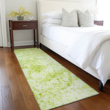 Homeroots 8' Runner Lime Green Abstract Washable Non Skid Indoor Outdoor Runner Rug Aloe Polyester 562642