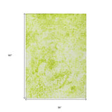 Homeroots 3' X 5' Lime Green Abstract Washable Non Skid Indoor Outdoor Area Rug Aloe Polyester 562644