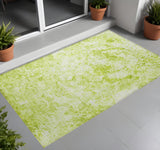 Homeroots 3' X 5' Lime Green Abstract Washable Non Skid Indoor Outdoor Area Rug Aloe Polyester 562644