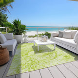 Homeroots 3' X 5' Lime Green Abstract Washable Non Skid Indoor Outdoor Area Rug Aloe Polyester 562644