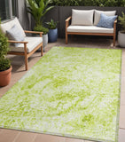 Homeroots 5' X 8' Lime Green Abstract Washable Non Skid Indoor Outdoor Area Rug Aloe Polyester 562645