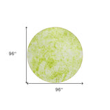 Homeroots 8' Round Lime Green Round Abstract Washable Non Skid Indoor Outdoor Area Rug Aloe Polyester 562646