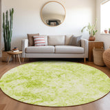 Homeroots 8' Round Lime Green Round Abstract Washable Non Skid Indoor Outdoor Area Rug Aloe Polyester 562646