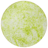 Homeroots 8' Round Lime Green Round Abstract Washable Non Skid Indoor Outdoor Area Rug Aloe Polyester 562646