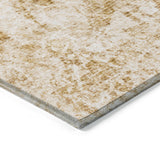 Homeroots 8' Runner Cream And Gold Abstract Washable Non Skid Indoor Outdoor Runner Rug Beige Polyester 562651