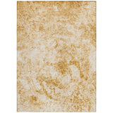 Homeroots 3' X 5' Cream And Gold Abstract Washable Non Skid Indoor Outdoor Area Rug Beige Polyester 562653