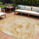 Homeroots 8' X 10' Beige And Gold Abstract Washable Non Skid Indoor Outdoor Area Rug Beige Polyester 562656