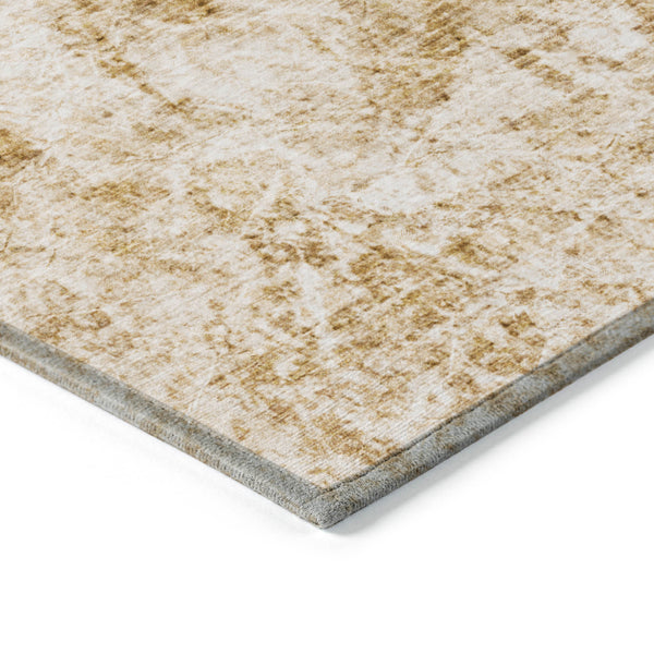 Homeroots 8' X 10' Beige And Gold Abstract Washable Non Skid Indoor Outdoor Area Rug Beige Polyester 562656