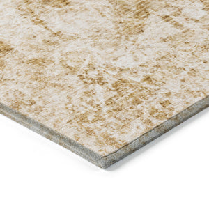 Homeroots 10' X 14' Cream And Gold Abstract Washable Non Skid Indoor Outdoor Area Rug Beige Polyester 562658