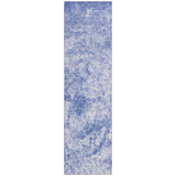 Homeroots 8' Runner Blue Abstract Washable Non Skid Indoor Outdoor Runner Rug Blue Polyester 562660