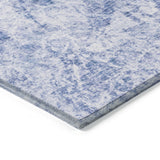 Homeroots 8' Runner Blue Abstract Washable Non Skid Indoor Outdoor Runner Rug Blue Polyester 562660