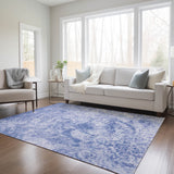 Homeroots 3' X 5' Blue Abstract Washable Non Skid Indoor Outdoor Area Rug Blue Polyester 562662