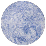 Homeroots 8' Round Blue Round Abstract Washable Non Skid Indoor Outdoor Area Rug Blue Polyester 562664