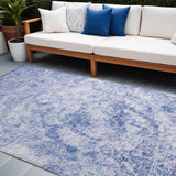 Homeroots 8' X 10' Blue Abstract Washable Non Skid Indoor Outdoor Area Rug Blue Polyester 562665