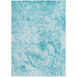 Homeroots 3' X 5' Teal Abstract Washable Non Skid Indoor Outdoor Area Rug Teal Polyester 562671