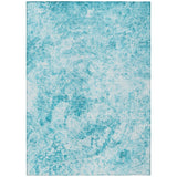 Homeroots 3' X 5' Teal Abstract Washable Non Skid Indoor Outdoor Area Rug Teal Polyester 562671