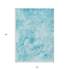 HomeRoots 5' Lime Green Abstract Area Rug - Washable, Non-Skid, Durable Design for Indoor & Outdoor Spaces 5' X 8' 562672