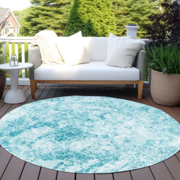 HomeRoots 5' Lime Green Abstract Area Rug - Washable, Non-Skid, Durable Design for Indoor & Outdoor Spaces 8' Round 562673