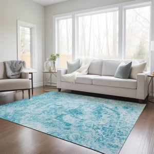 HomeRoots 5' Lime Green Abstract Area Rug - Washable, Non-Skid, Durable Design for Indoor & Outdoor Spaces 10' X 14' 562676