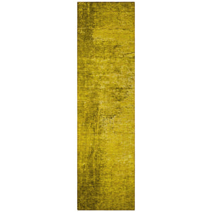 Homeroots 8' Runner Stylish Abstract Washable Non-skid Indoor Outdoor Rug For Kids And Pets - Stain Resistant Gold Polyester 562678
