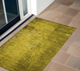 Homeroots 3' X 5' Gold Abstract Washable Non Skid Indoor Outdoor Area Rug Gold Polyester 562680