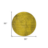 Homeroots 8' Round Gold Round Abstract Washable Non Skid Indoor Outdoor Area Rug Gold Polyester 562682