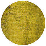 Homeroots 8' Round Gold Round Abstract Washable Non Skid Indoor Outdoor Area Rug Gold Polyester 562682