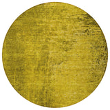 Homeroots 8' Round Gold Round Abstract Washable Non Skid Indoor Outdoor Area Rug Gold Polyester 562682