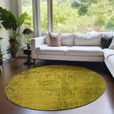 Homeroots 8' Round Gold Round Abstract Washable Non Skid Indoor Outdoor Area Rug Gold Polyester 562682