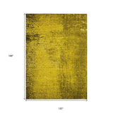 Homeroots 10' X 14' Gold Abstract Washable Non Skid Indoor Outdoor Area Rug Gold Polyester 562685