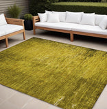 Homeroots 10' X 14' Gold Abstract Washable Non Skid Indoor Outdoor Area Rug Gold Polyester 562685