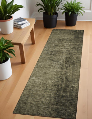 Homeroots 8' Runner Stylish Abstract Washable Non-skid Indoor Outdoor Rug For Kids And Pets - Stain Resistant Gray Polyester 562687