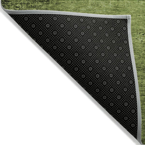 Homeroots 8' Runner Stylish Abstract Washable Non-skid Indoor Outdoor Rug For Kids And Pets - Stain Resistant Green Polyester 562696