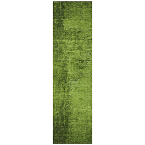 Homeroots 8' Runner Stylish Abstract Washable Non-skid Indoor Outdoor Rug For Kids And Pets - Stain Resistant Green Polyester 562696