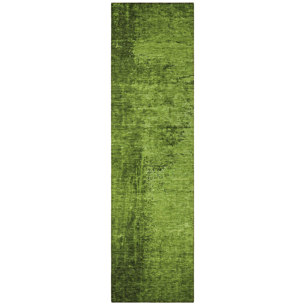 Homeroots 8' Runner Stylish Abstract Washable Non-skid Indoor Outdoor Rug For Kids And Pets - Stain Resistant Green Polyester 562696