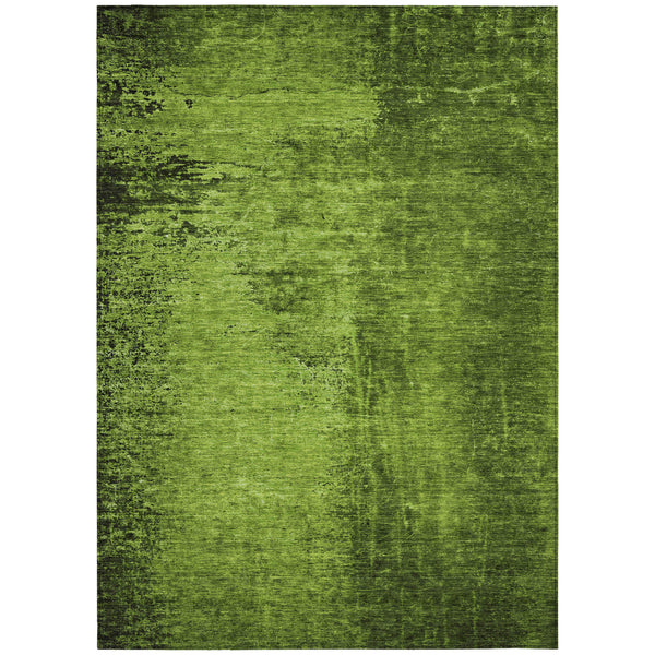 Homeroots 3' X 5' Green Abstract Washable Non Skid Indoor Outdoor Area Rug Green Polyester 562698