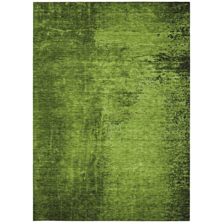 Green Abstract Machine Woven Washable Non-skid Indoor Outdoor Area Rug Stain Resistant