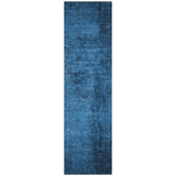 Homeroots 8' Runner Navy Blue Abstract Washable Non Skid Indoor Outdoor Runner Rug Navy Polyester 562705