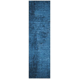 Homeroots 8' Runner Navy Blue Abstract Washable Non Skid Indoor Outdoor Runner Rug Navy Polyester 562705